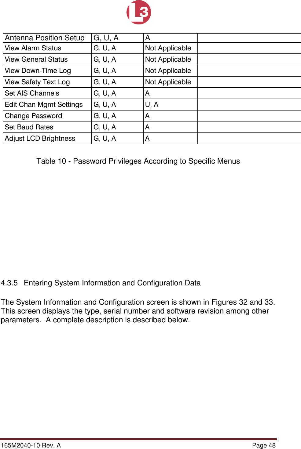 Page 48 of L3 Technologies AISA6 Shipboard Mobile AIS User Manual Memory Verification Procedure
