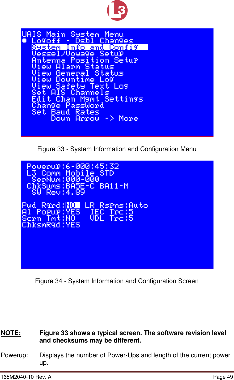 Page 49 of L3 Technologies AISA6 Shipboard Mobile AIS User Manual Memory Verification Procedure