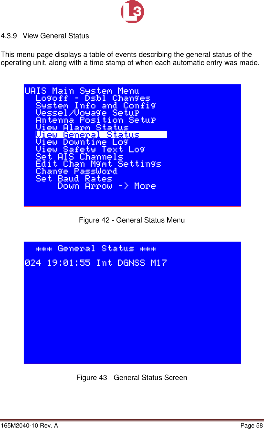 Page 58 of L3 Technologies AISA6 Shipboard Mobile AIS User Manual Memory Verification Procedure