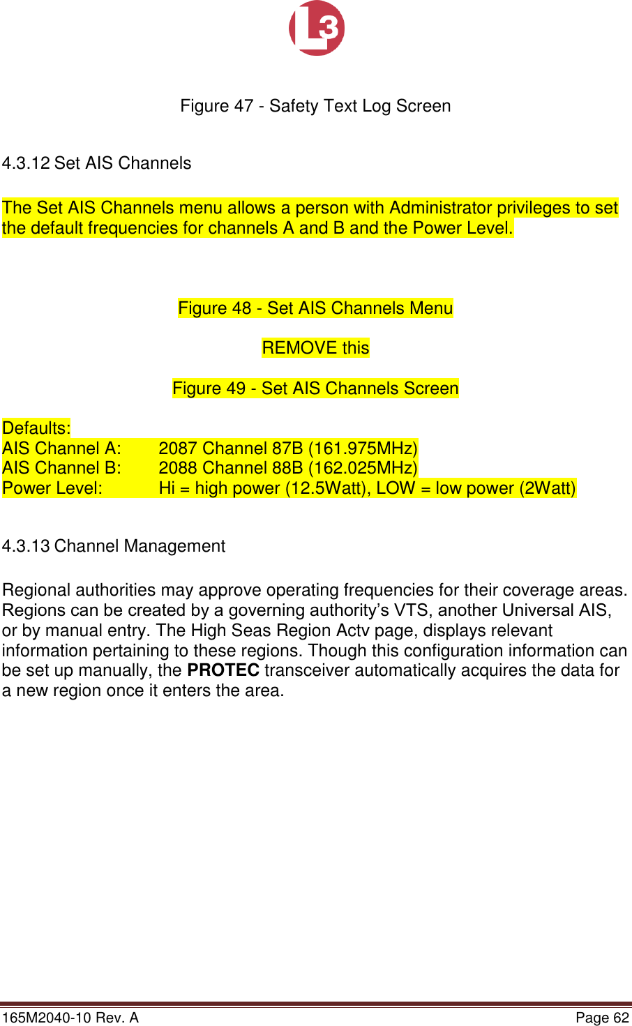 Page 62 of L3 Technologies AISA6 Shipboard Mobile AIS User Manual Memory Verification Procedure