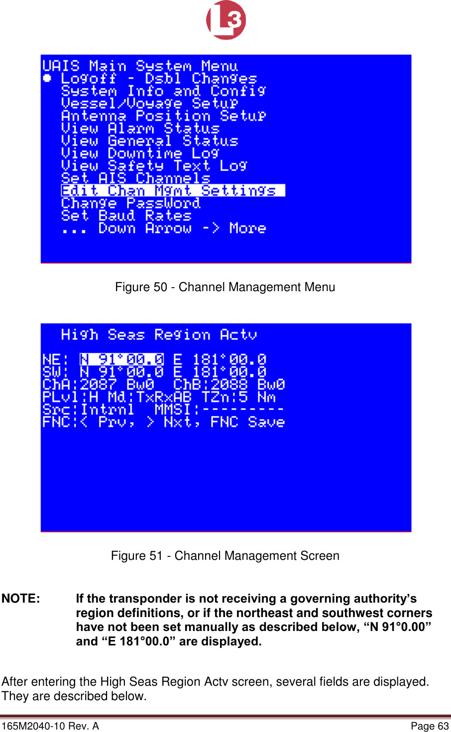 Page 63 of L3 Technologies AISA6 Shipboard Mobile AIS User Manual Memory Verification Procedure