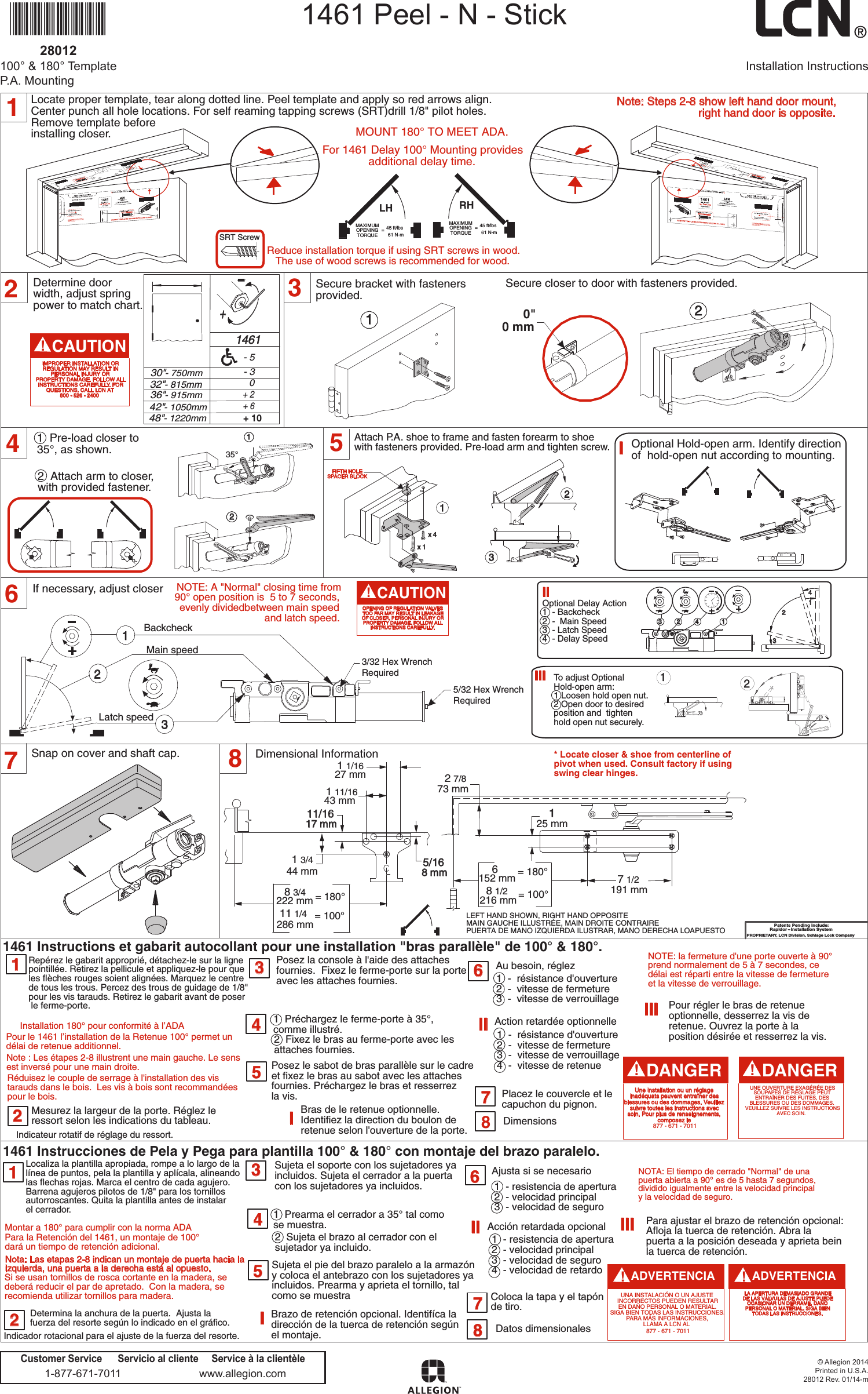 Lcn 1461 Pa Mount Installation Guide Lcn1461pamount Instructions