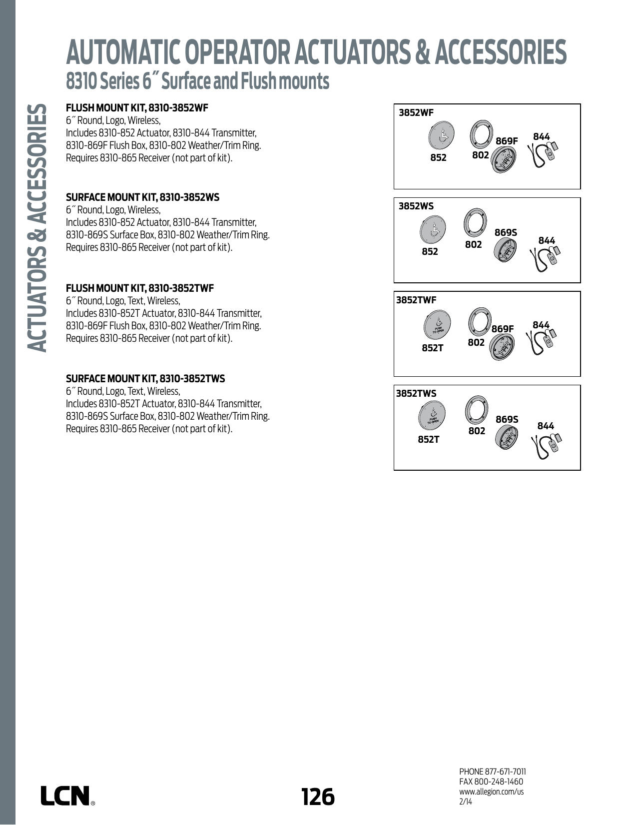Page 4 of 9 - LCN  8310 Series Automatic Operator Actuators & Accessories Cut Sheet