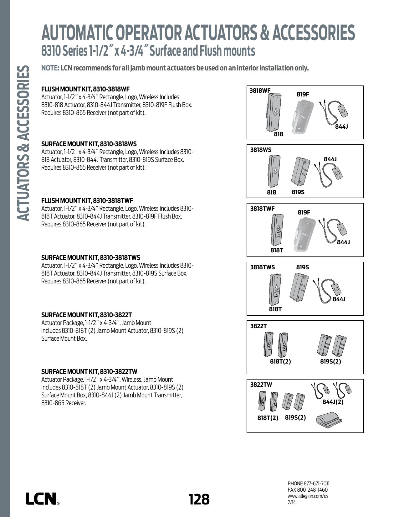 Page 6 of 9 - LCN  8310 Series Automatic Operator Actuators & Accessories Cut Sheet