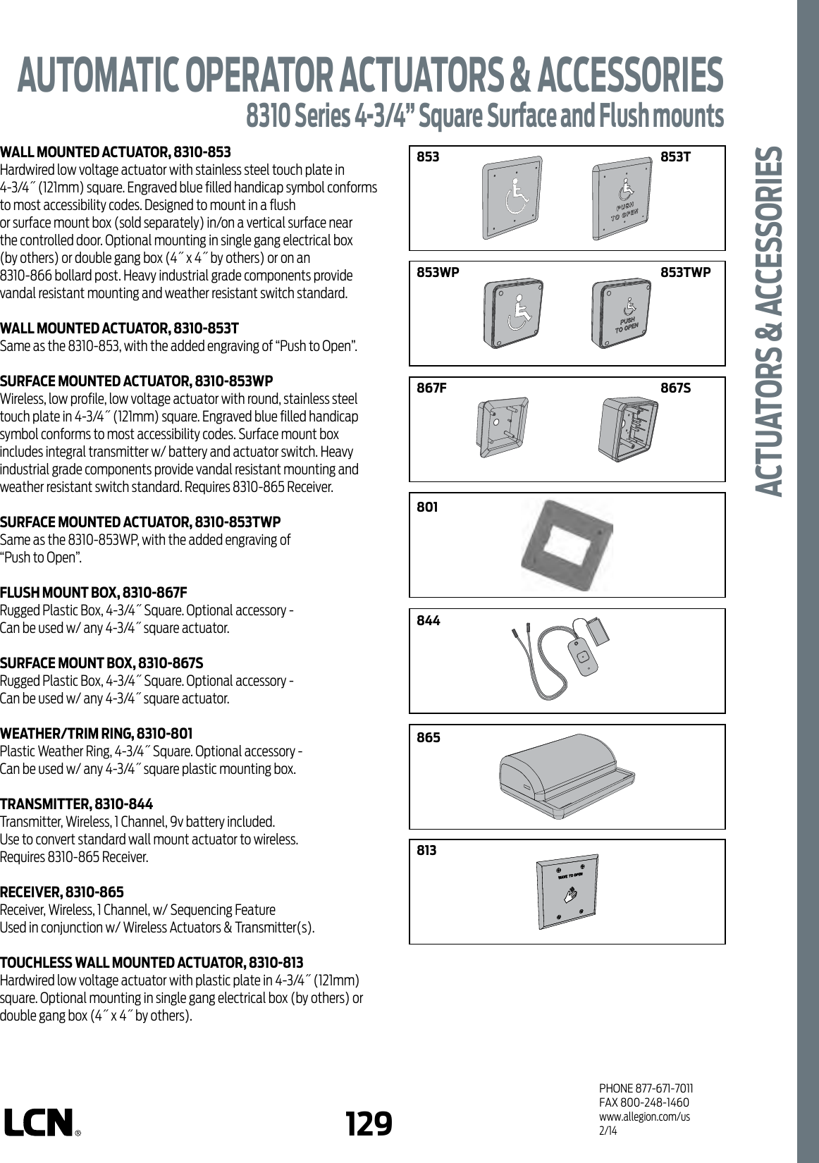 Page 7 of 9 - LCN  8310 Series Automatic Operator Actuators & Accessories Cut Sheet