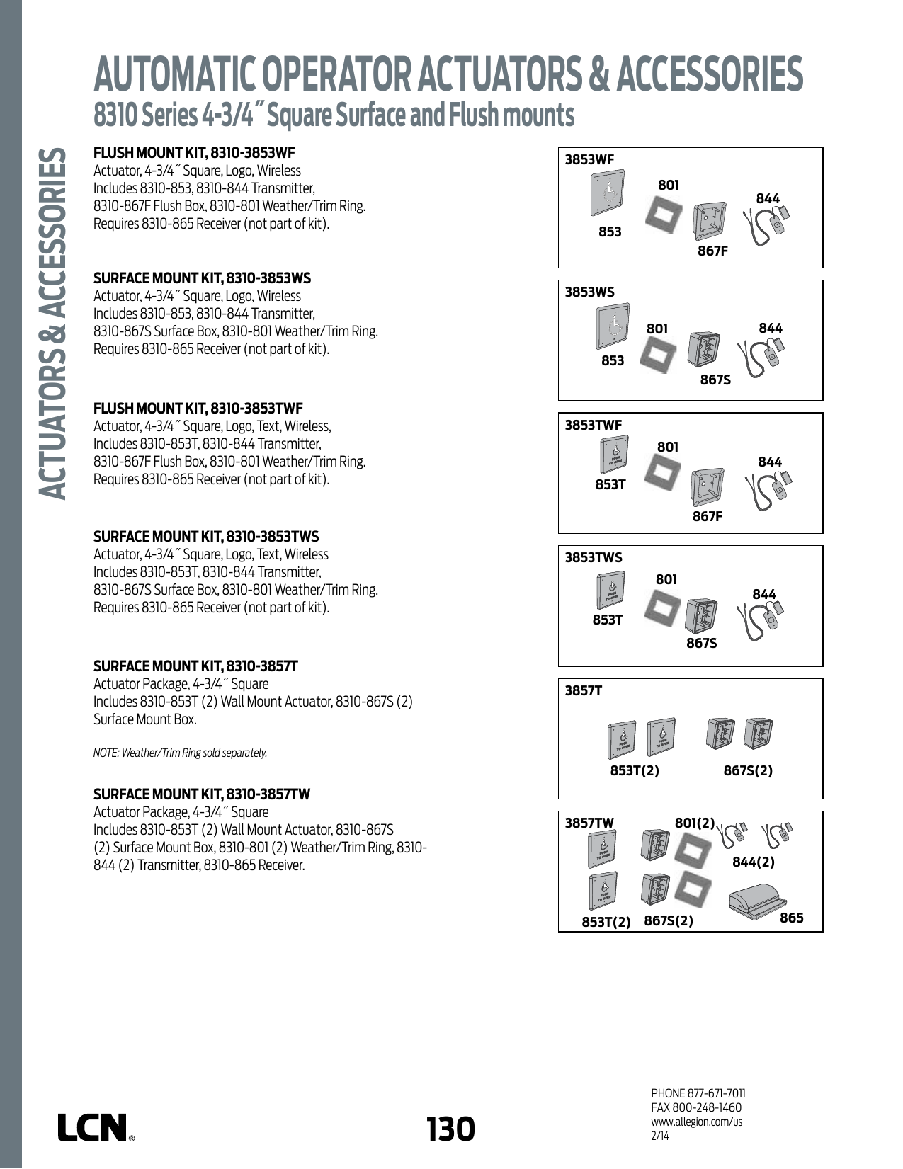 Page 8 of 9 - LCN  8310 Series Automatic Operator Actuators & Accessories Cut Sheet