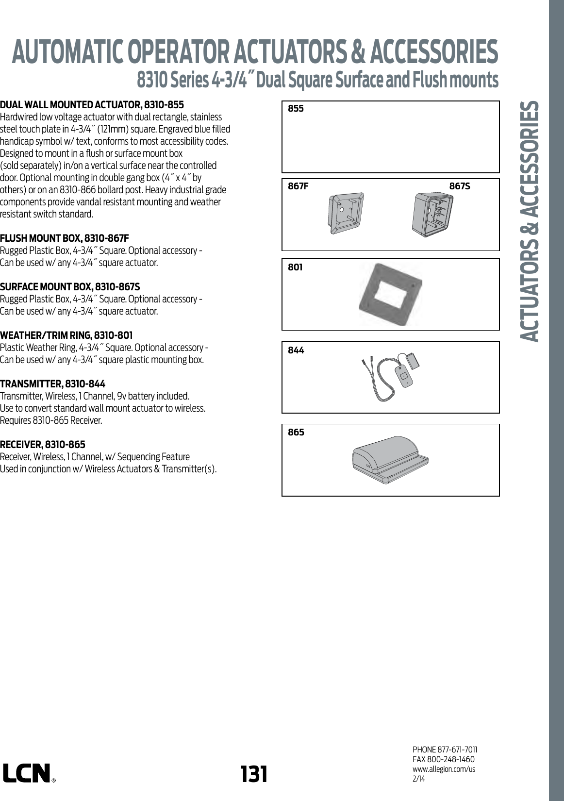 Page 9 of 9 - LCN  8310 Series Automatic Operator Actuators & Accessories Cut Sheet