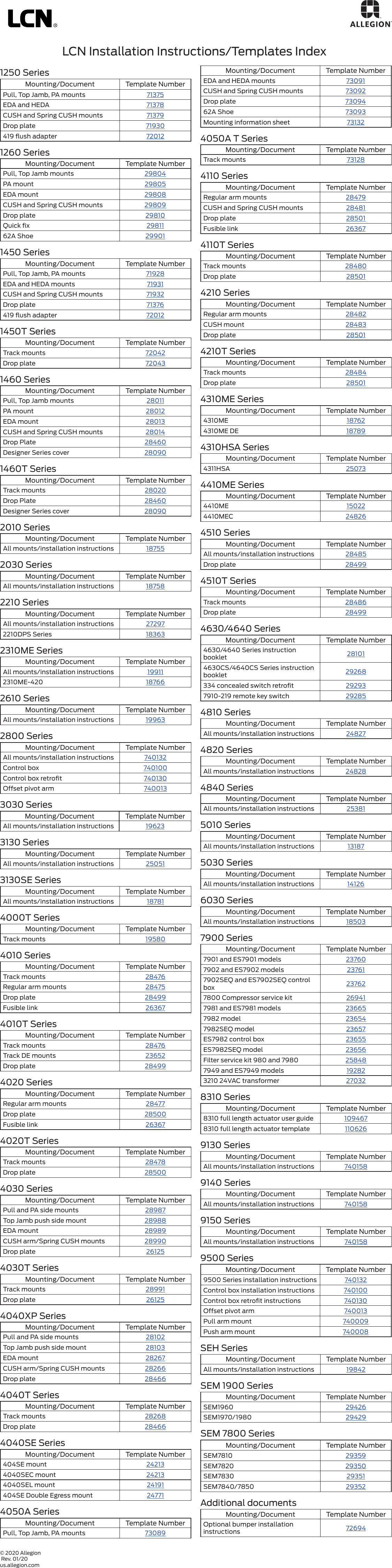 Page 1 of 1 - LCN Closers And Auto Operators S Instructions  & Installation Guide 111819