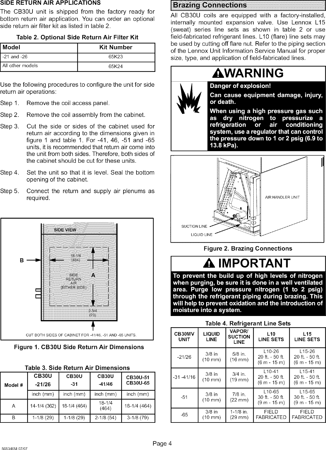 LENNOX Air Handler (indoor Blower&evap) Manual L0805327