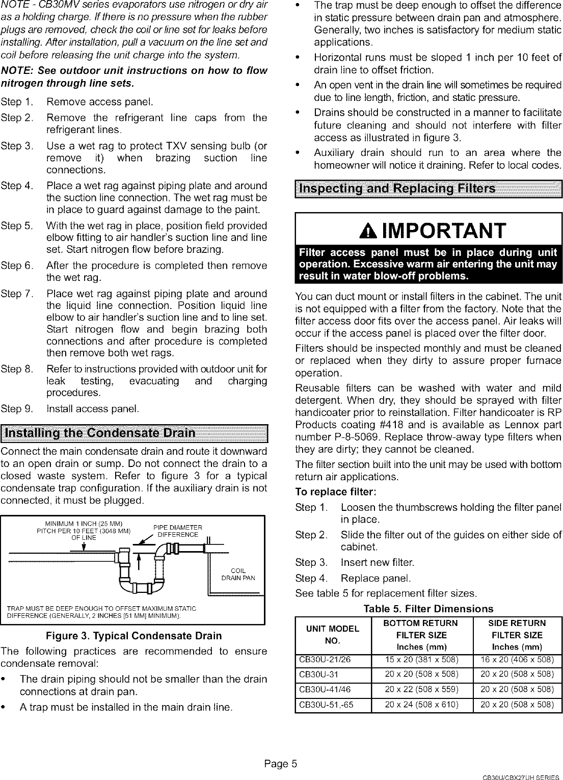 Page 5 of 12 - LENNOX  Air Handler (indoor Blower&evap) Manual L0805327
