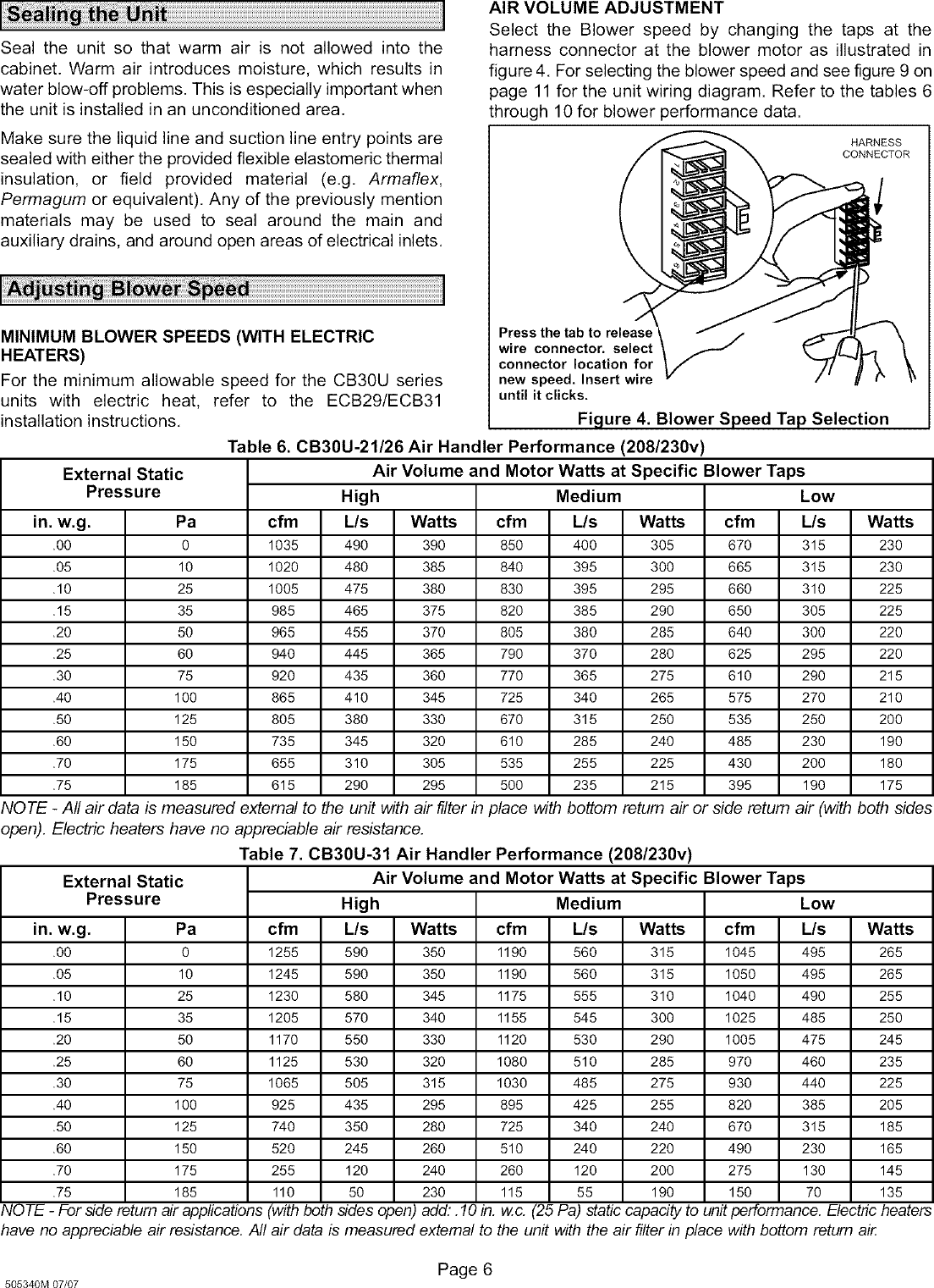 Page 6 of 12 - LENNOX  Air Handler (indoor Blower&evap) Manual L0805327