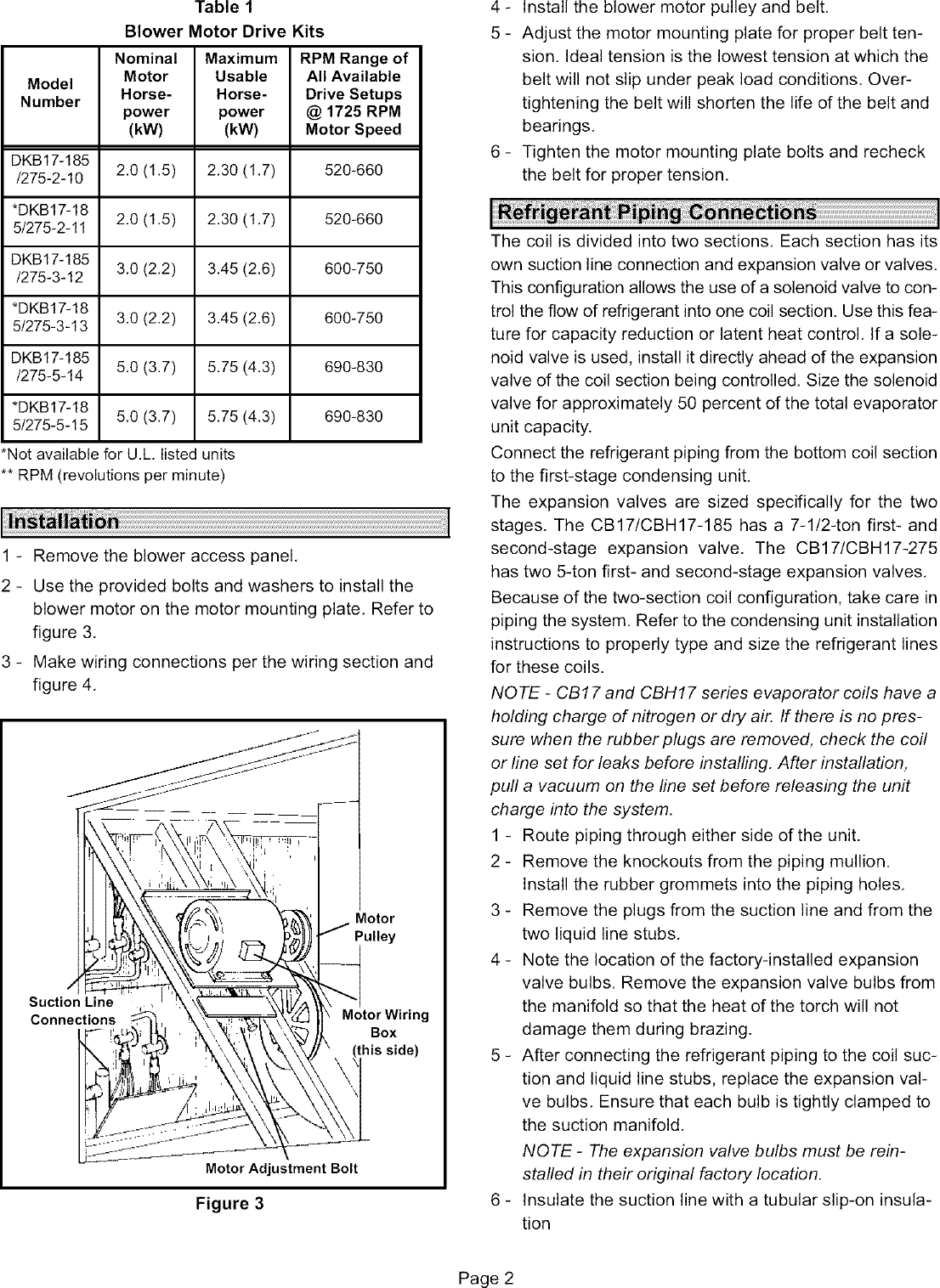 Page 2 of 4 - LENNOX  Air Handler (indoor Blower&evap) Manual L0805359