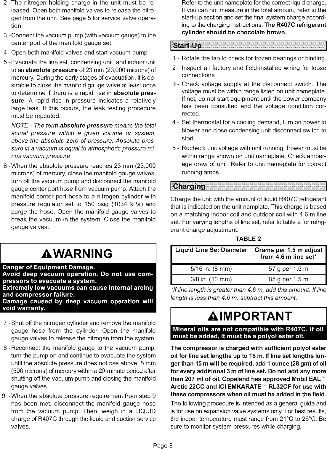 Page 8 of 12 - LENNOX  Air Conditioner/heat Pump(outside Unit) Manual L0805497