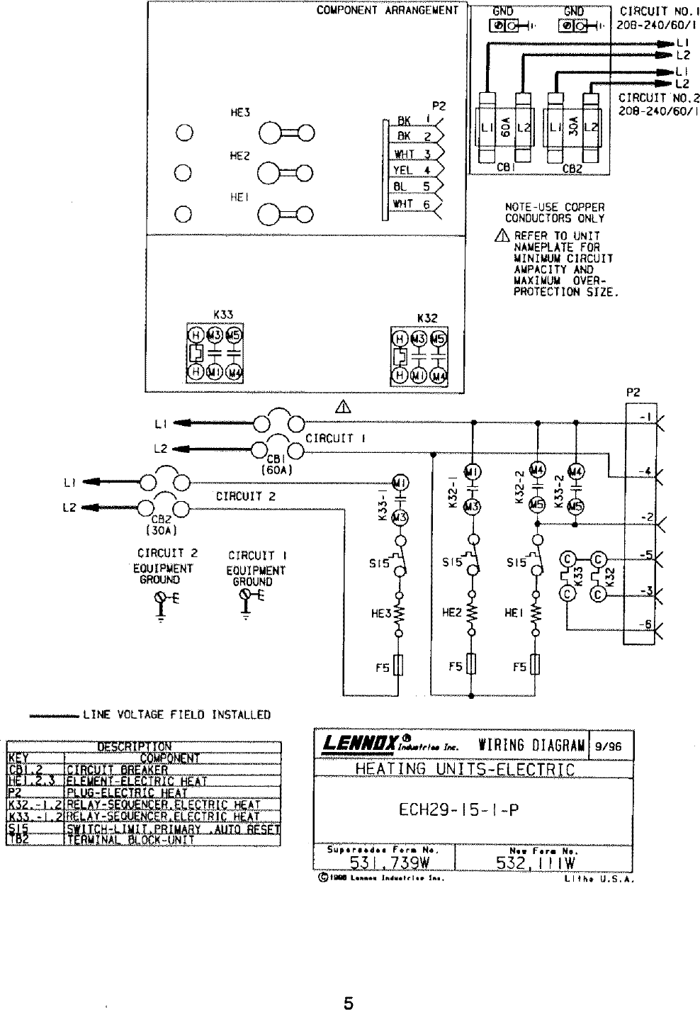 LENNOX Air Handler Auxiliary Heater Kit Manual L0805585