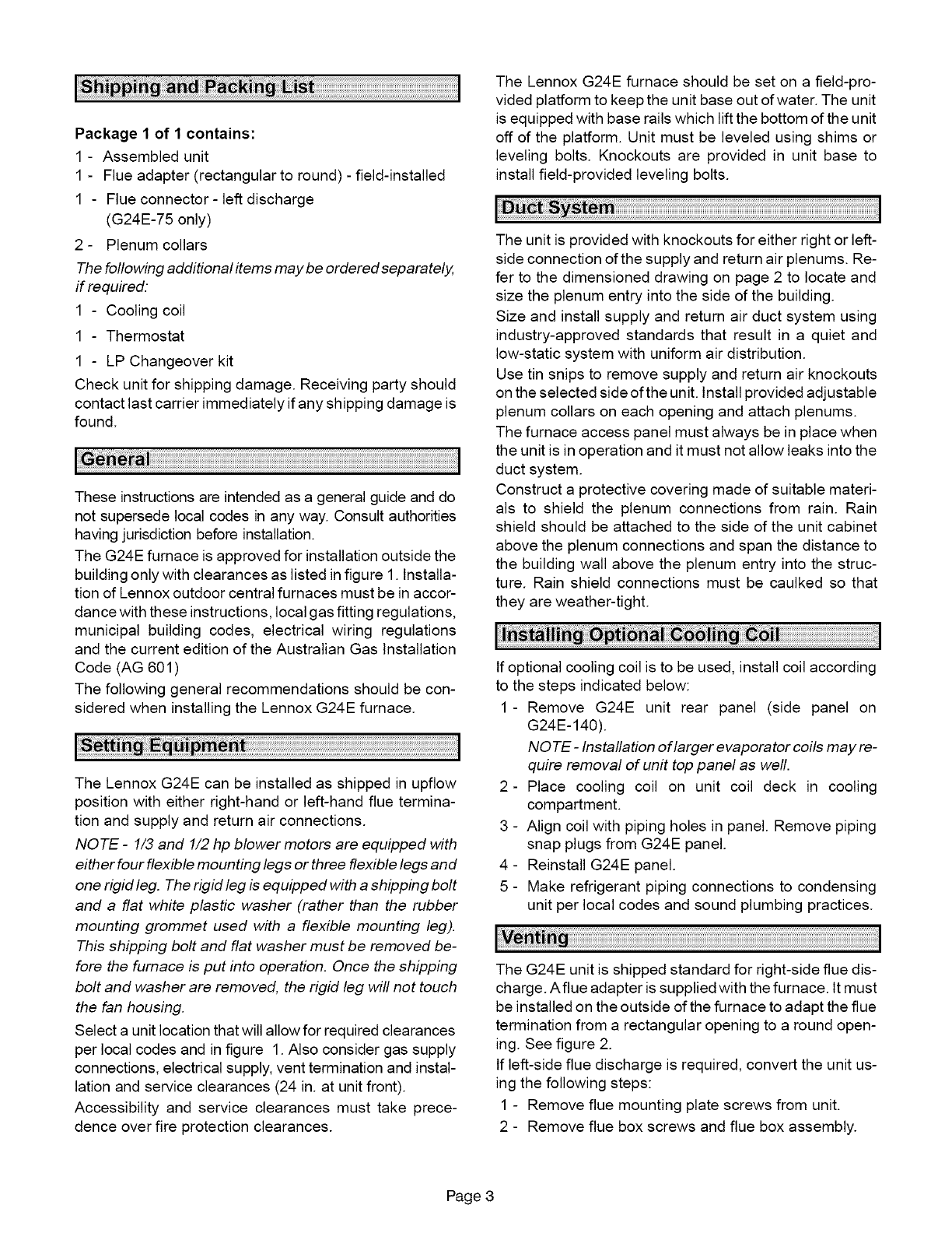 LENNOX Furnace/Heater, Gas Manual L0806144