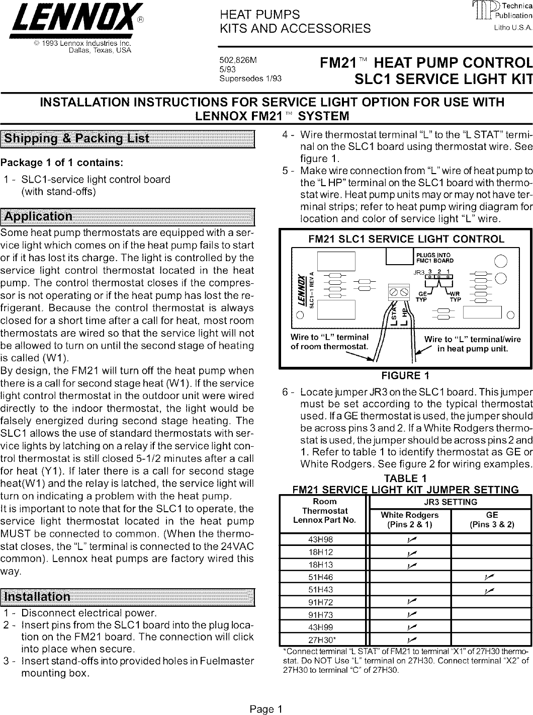 LENNOX Controls And HVAC Accessories Manual L0806365