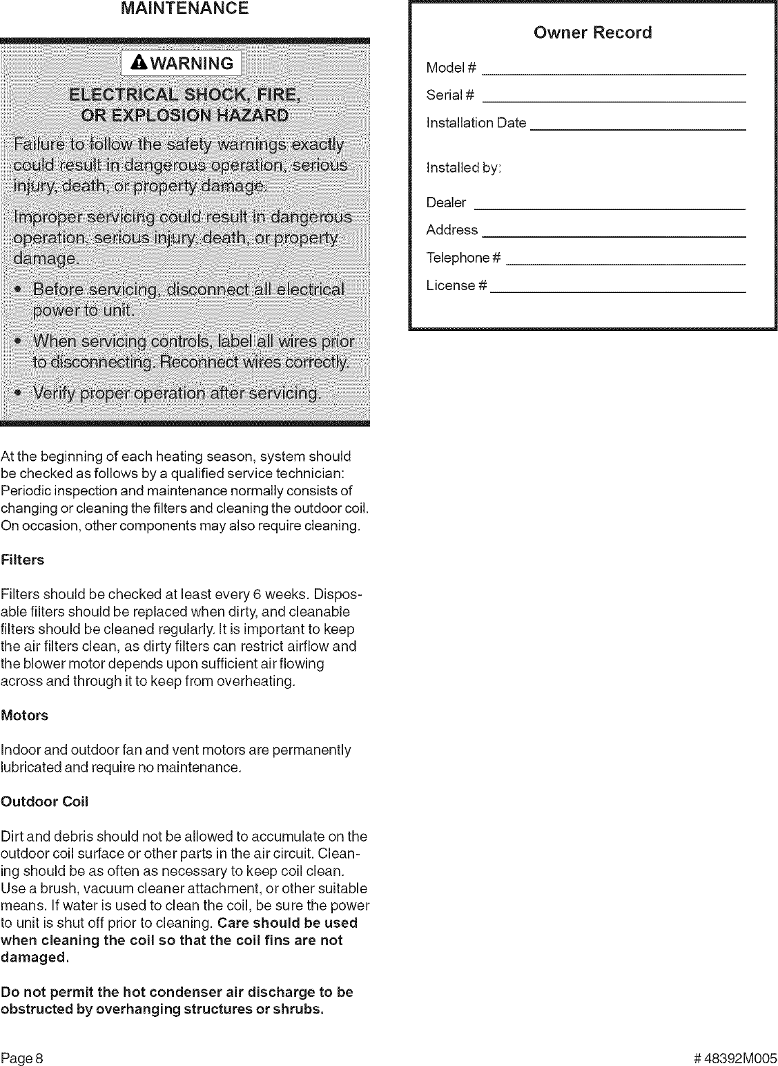 Page 8 of 9 - LENNOX  Package Units(both Units Combined) Manual L0806711