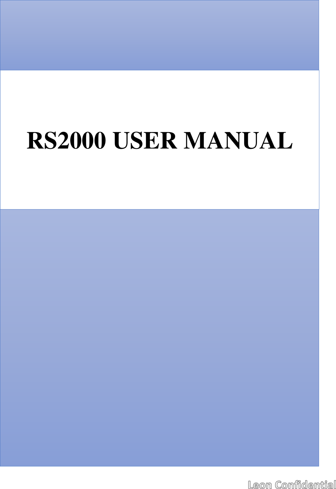    RS2000 USER MANUAL 