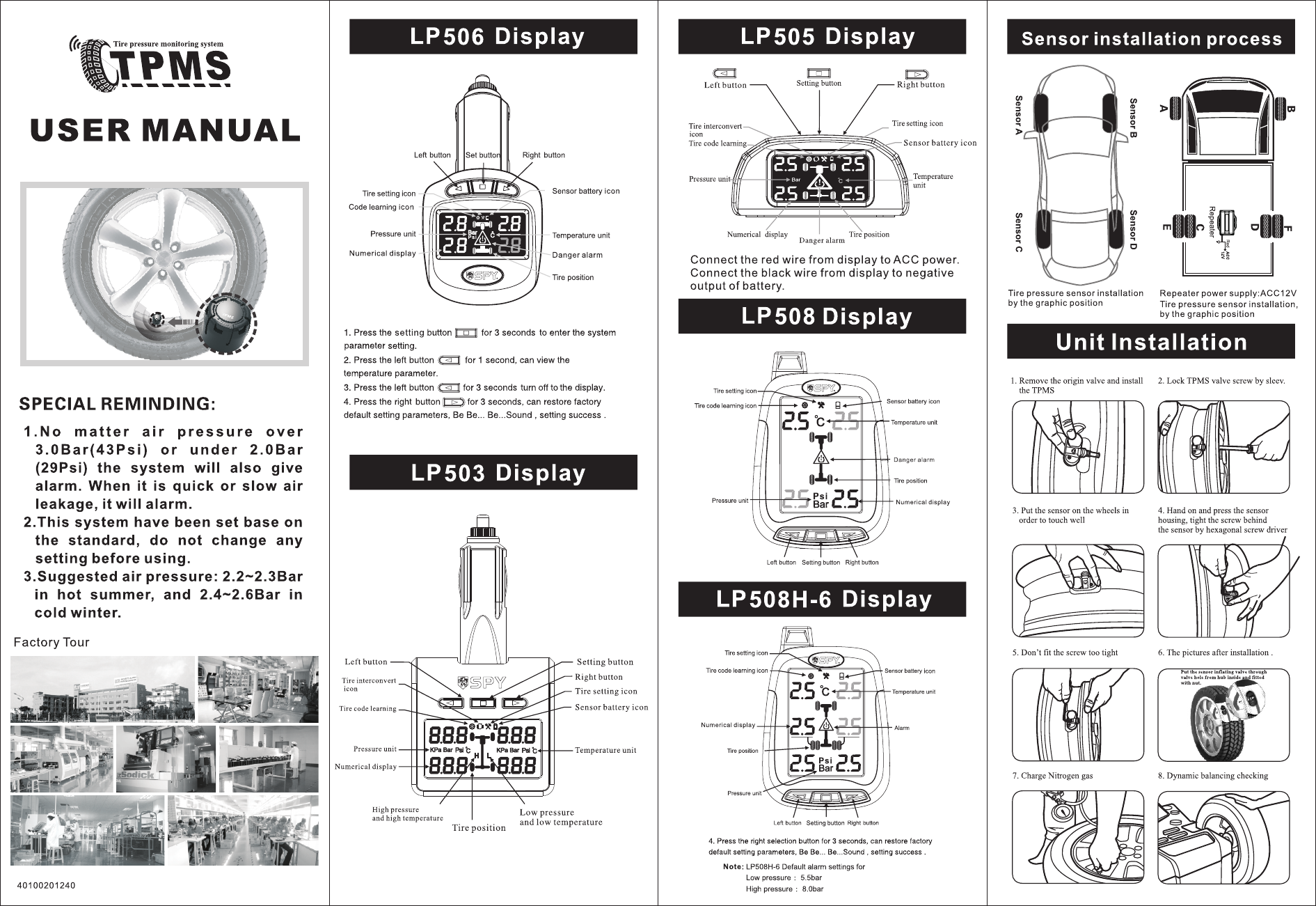 LFF Technology WST002 TIRE PRESSURE MONITORING SYSTEM User Manual