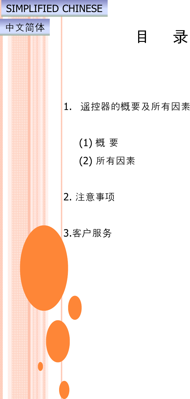 录录录录1. 󰊍控概(1) 概(2) 2. 󰪡3.客户务SIMPLIFIED CHINESE