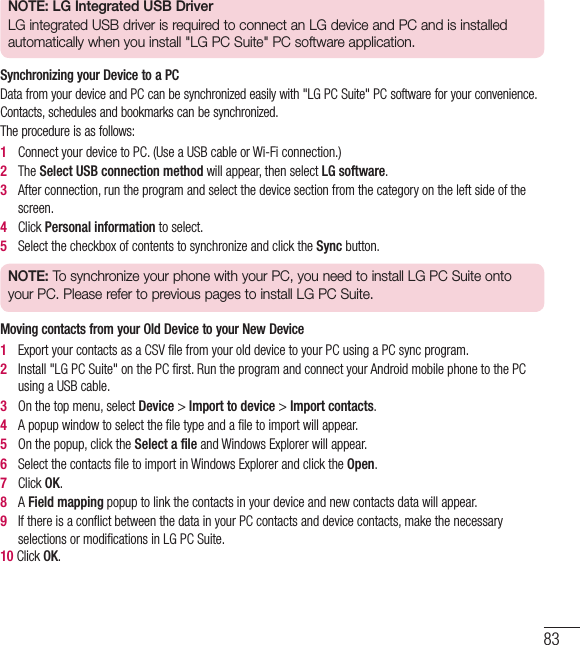 Page 86 of LG Electronics USA D400HN Cellular/PCS GSM/EDGE/WCDMA Phone with WLAN, Bluetooth, and RFID User Manual LG D400hn EN UG FCC  140129 indd