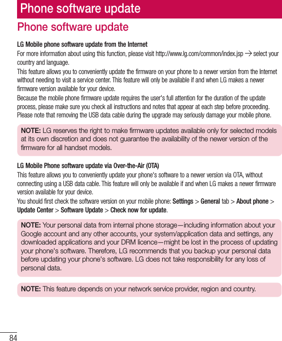 Page 87 of LG Electronics USA D400HN Cellular/PCS GSM/EDGE/WCDMA Phone with WLAN, Bluetooth, and RFID User Manual LG D400hn EN UG FCC  140129 indd
