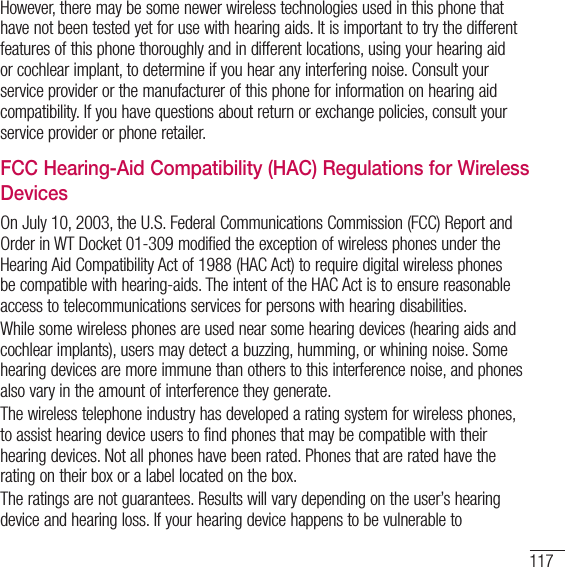 Page 118 of LG Electronics USA L16C Cellular/PCS CDMA Phone with WLAN and Bluetooth User Manual