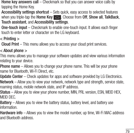 Page 80 of LG Electronics USA L16C Cellular/PCS CDMA Phone with WLAN and Bluetooth User Manual