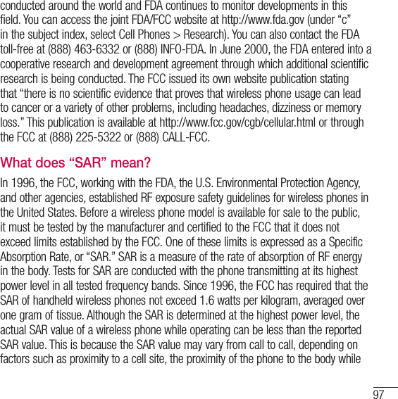 Page 98 of LG Electronics USA L16C Cellular/PCS CDMA Phone with WLAN and Bluetooth User Manual