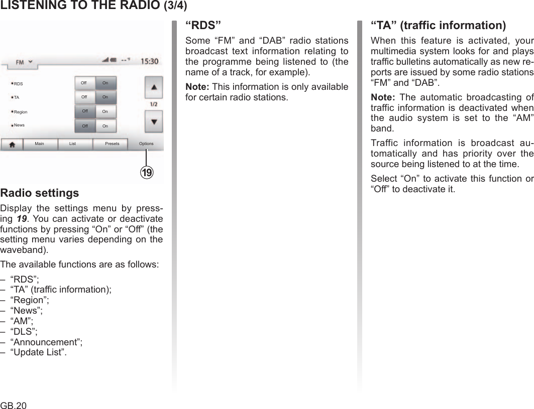 Page 20 of LG Electronics USA LAN5800WR1 RADIO - CAR User Manual 