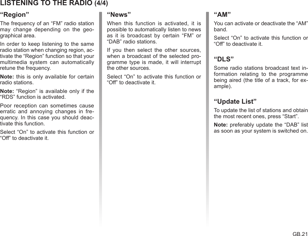 Page 21 of LG Electronics USA LAN5800WR1 RADIO - CAR User Manual 