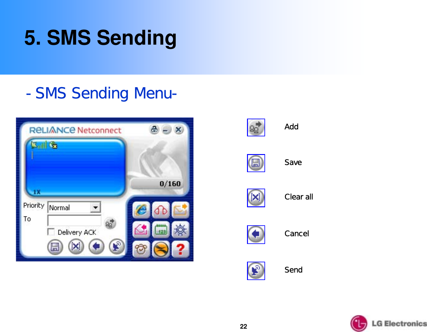 225. SMS Sending-SMS Sending Menu-AddClear all Cancel SendSave