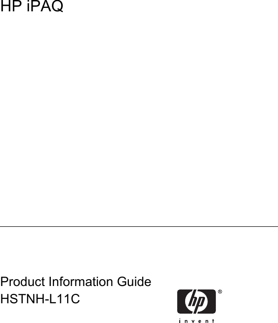 HP iPAQProduct Information GuideHSTNH-L11C 