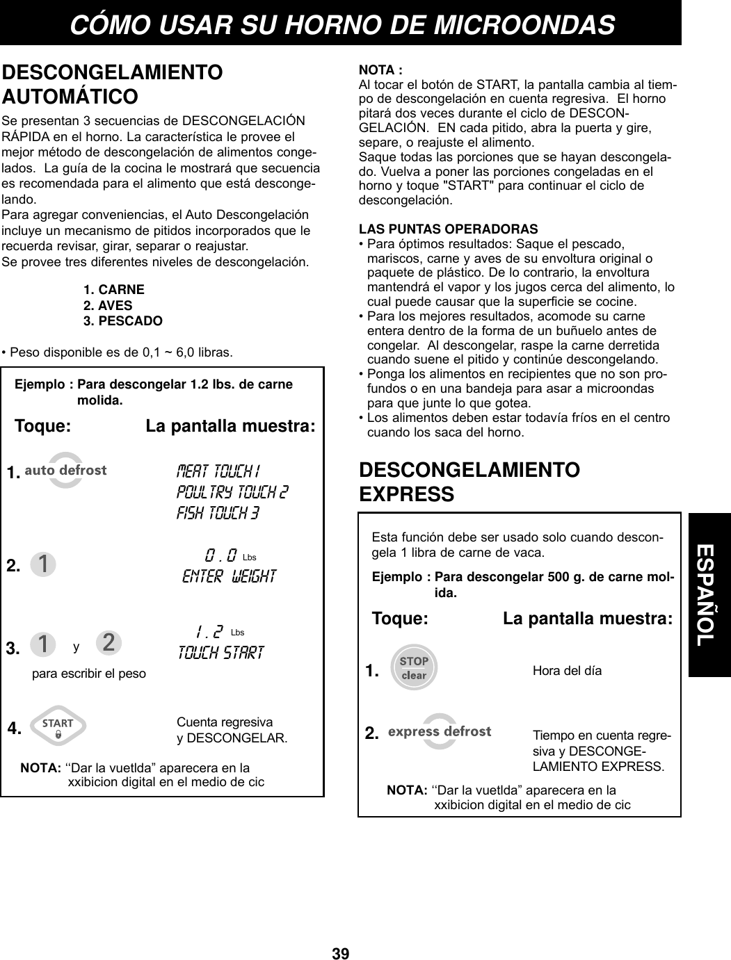 Page 39 of LG Electronics USA S205ZM Microwave Oven User Manual