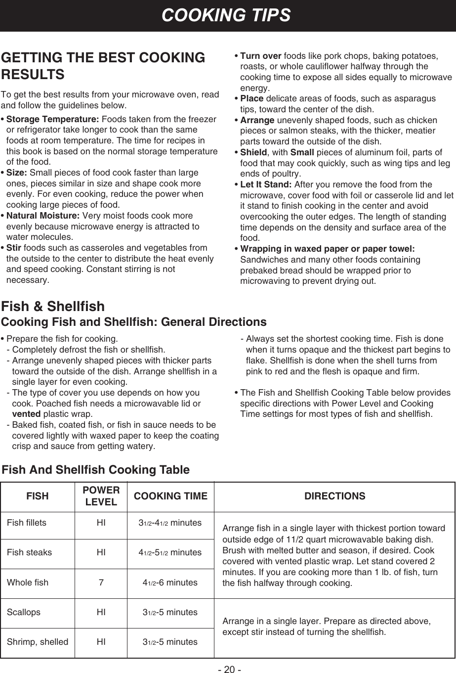 Page 20 of LG Electronics USA V174NAA Microwave oven User Manual users manual