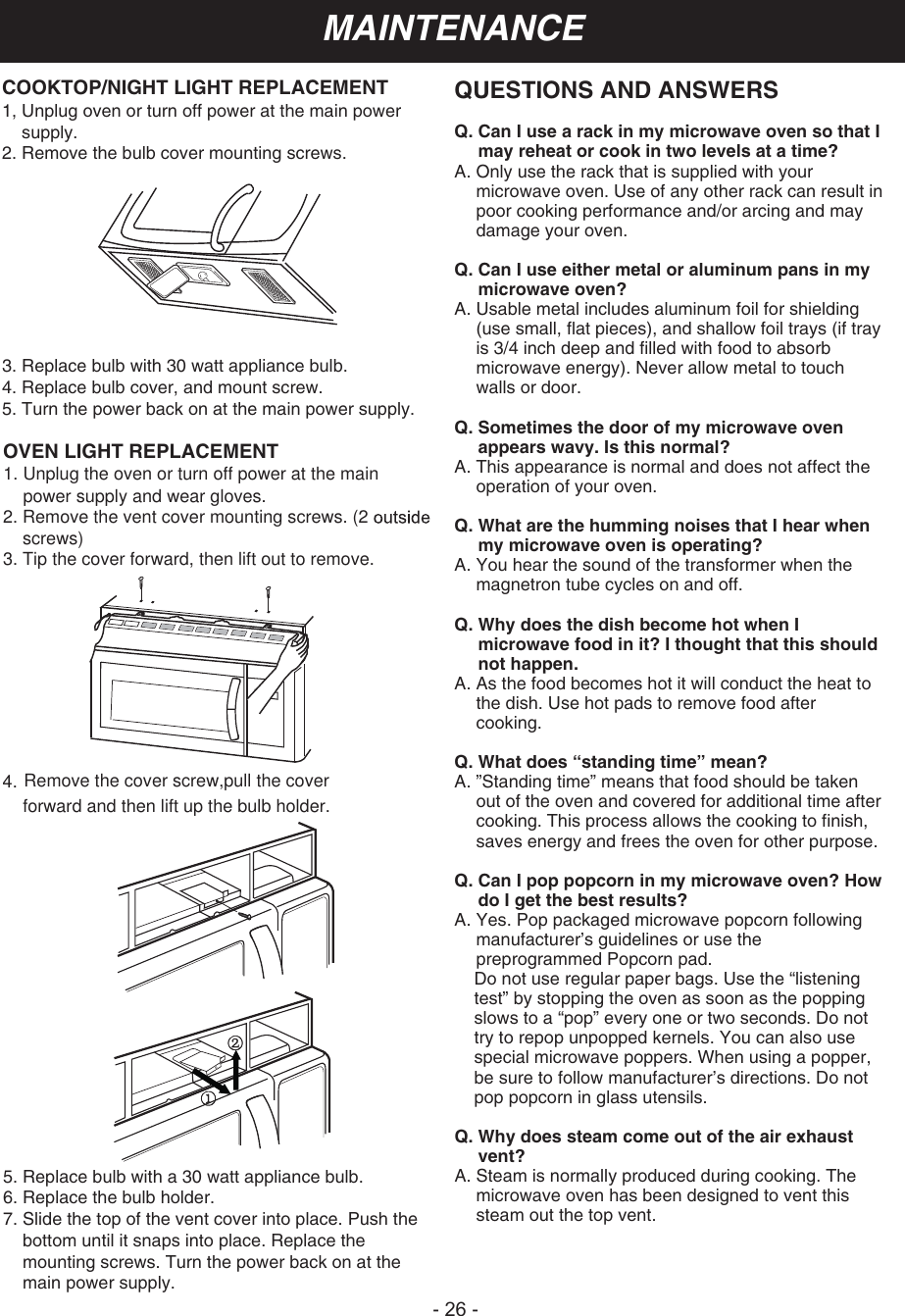 Page 26 of LG Electronics USA V174NAA Microwave oven User Manual users manual