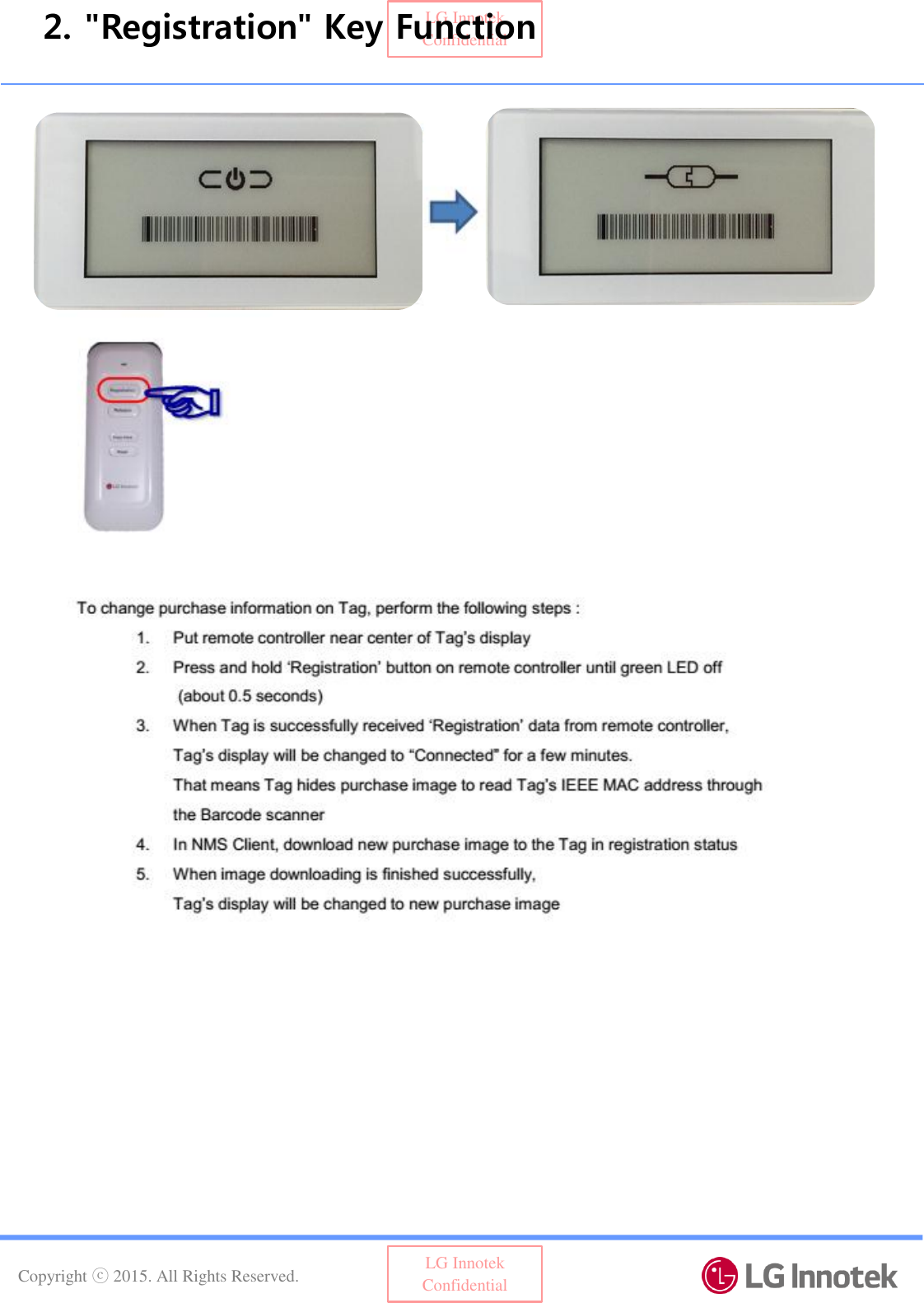 Copyright ⓒ 2015. All Rights Reserved. LG Innotek Confidential LG Innotek Confidential 2. &quot;Registration&quot; Key Function 