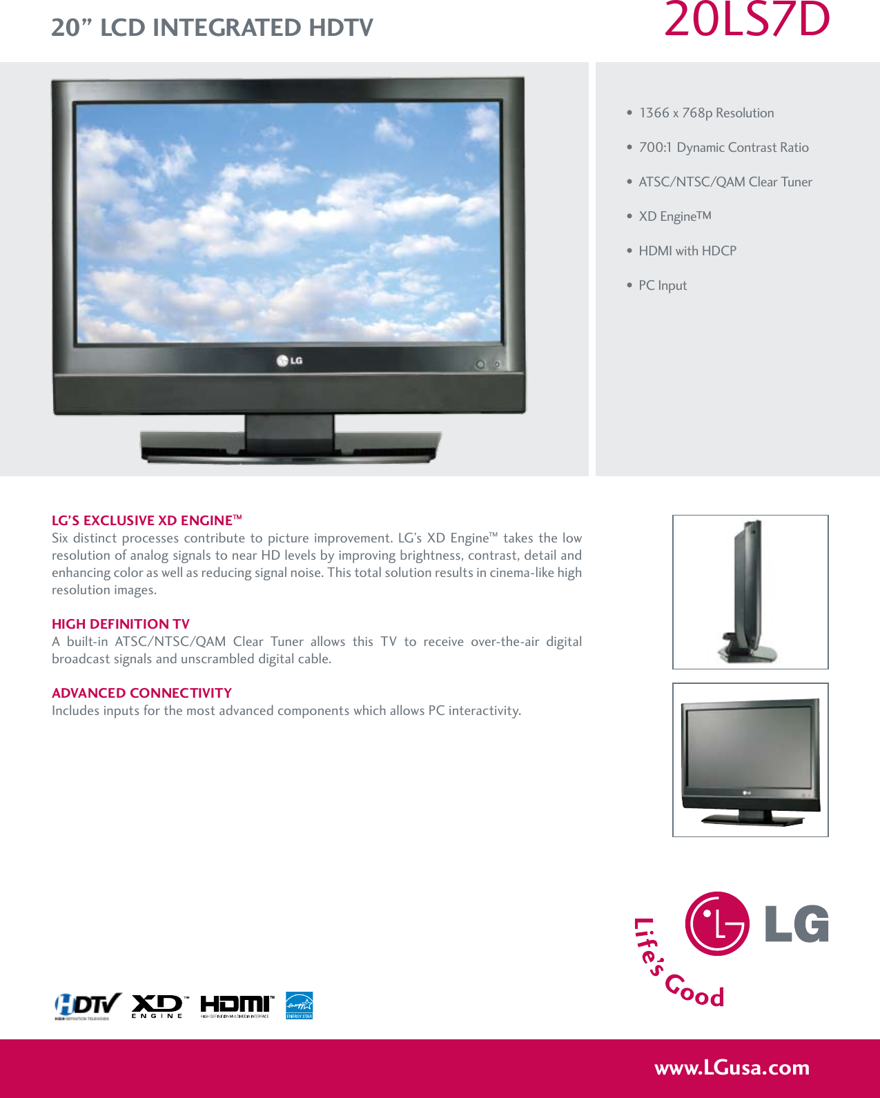 Page 1 of 2 - LG 20LS7D User Manual Specification H