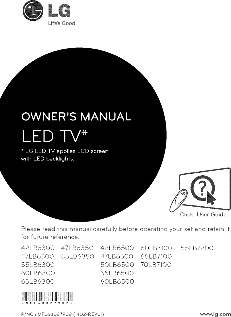 LG 42LB6300 User Manual LCD TV Manuals And Guides 1404416L