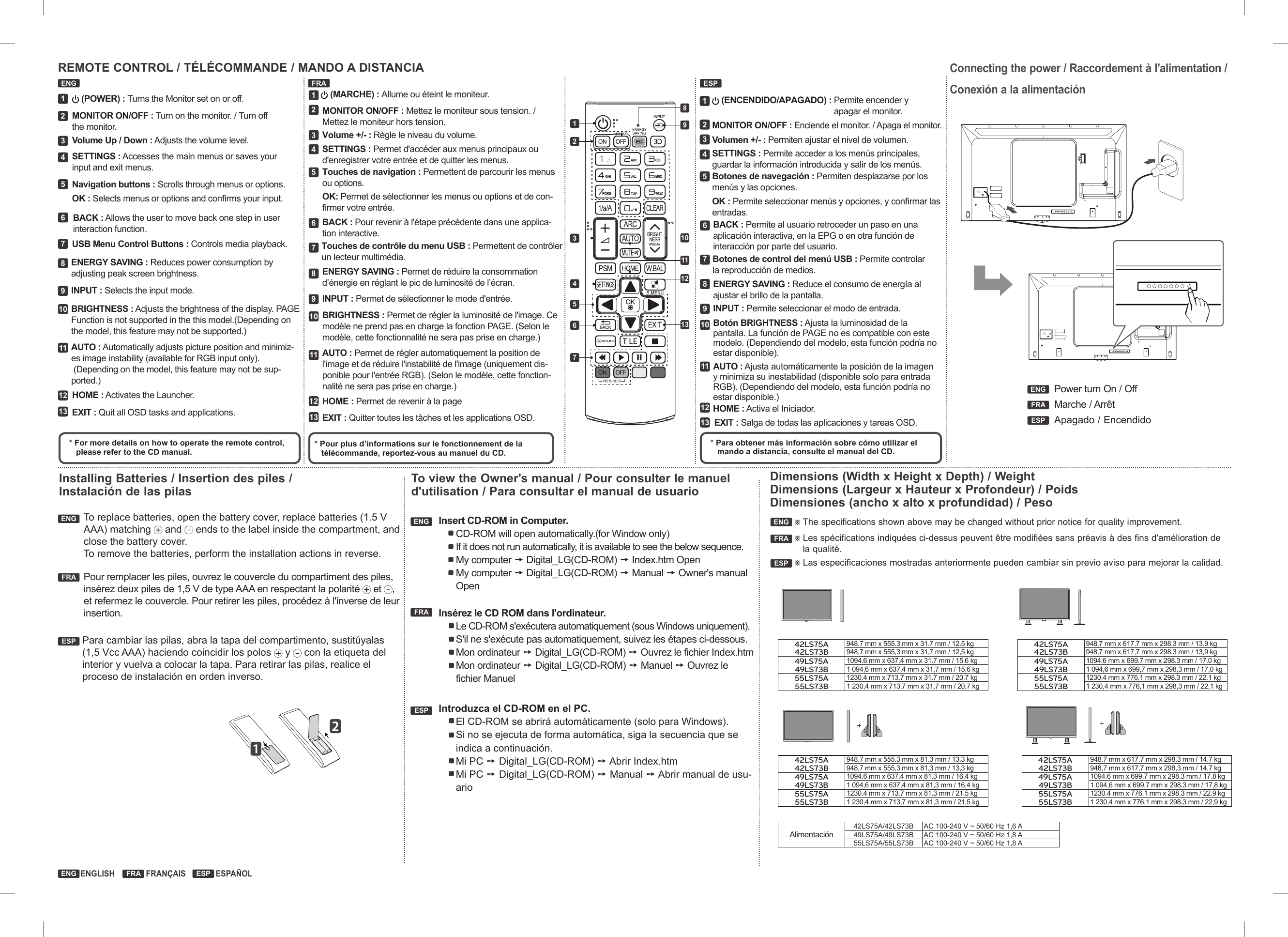 Page 4 of 4 - LG 42LS75A-5B User Manual Quick Setup Guide MBM64777007 05 1511(US)