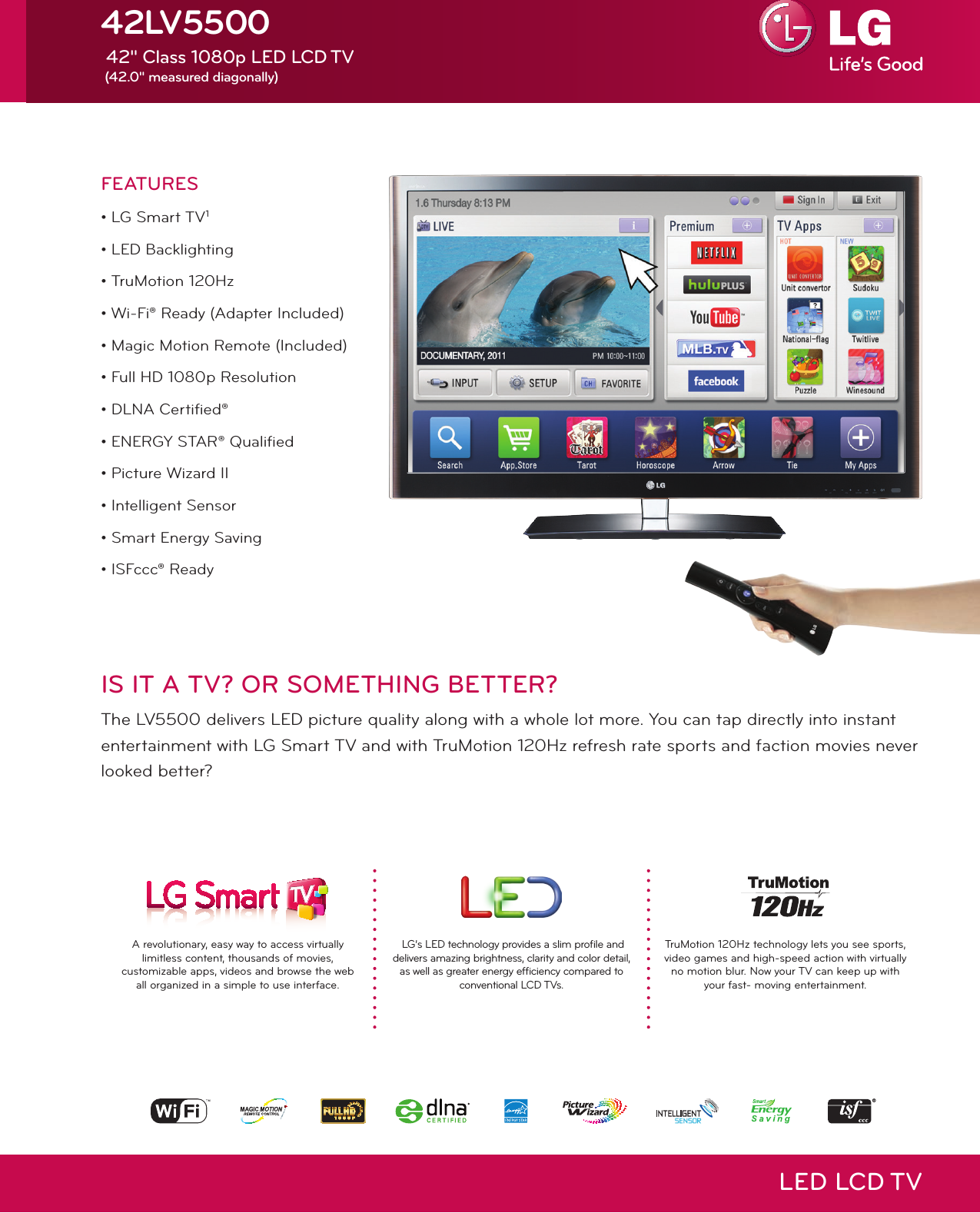 Page 1 of 2 - LG 42LV5500 User Manual Specification LED TV Spec