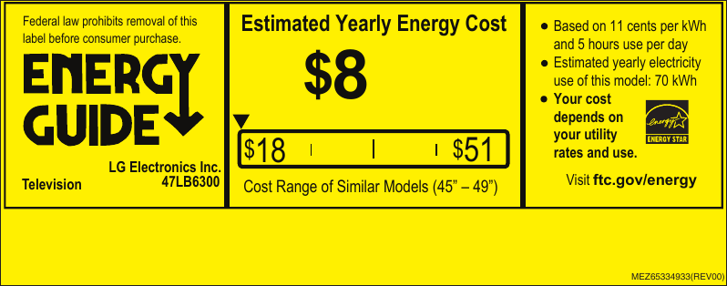 Page 1 of 1 - LG 47LB6300 User Manual Energy Guide