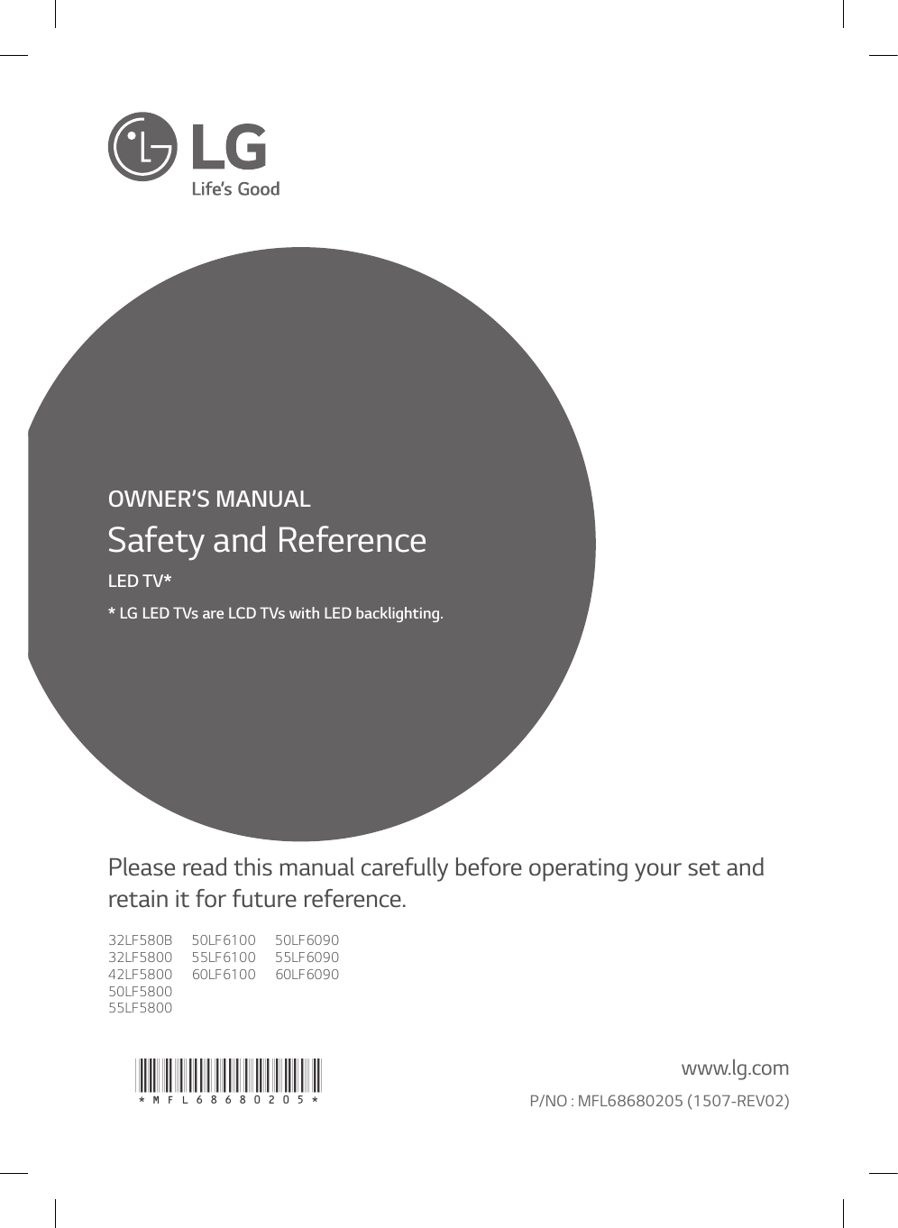 LG 55LF6100 User Manual Owner's MFL68680205 02 MFL68683622 01 RS;