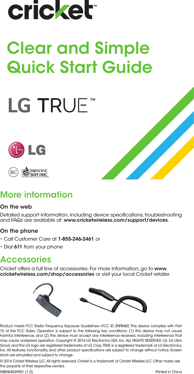 Page 1 of 11 - LG B460 User Manual Quick Start Guide TRUE (Spanish)