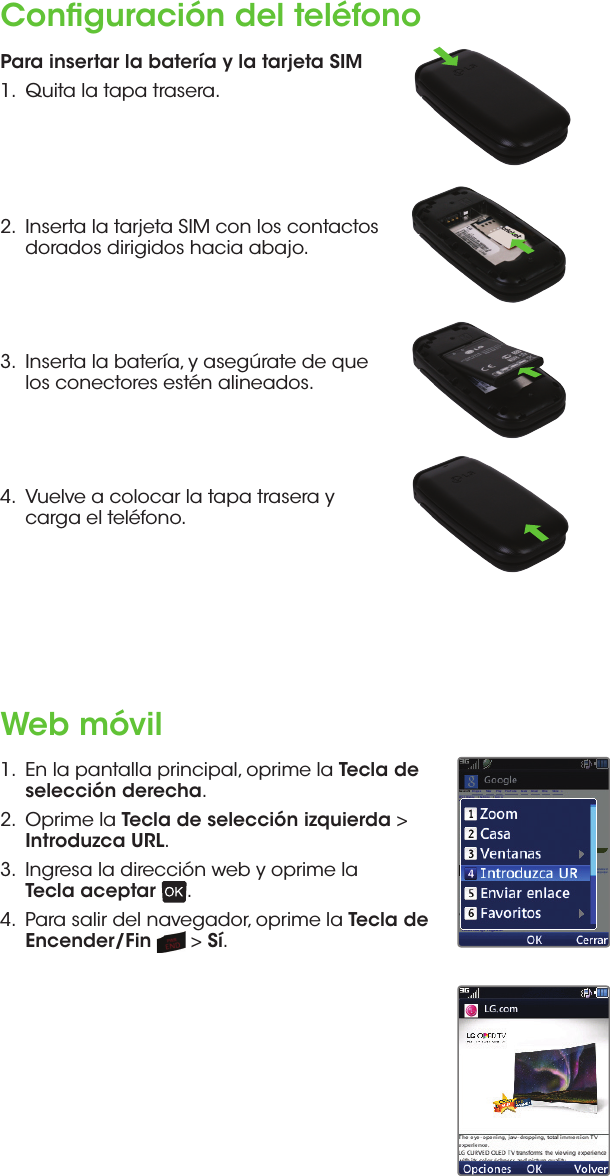 Page 4 of 11 - LG B460 User Manual Quick Start Guide TRUE (Spanish)