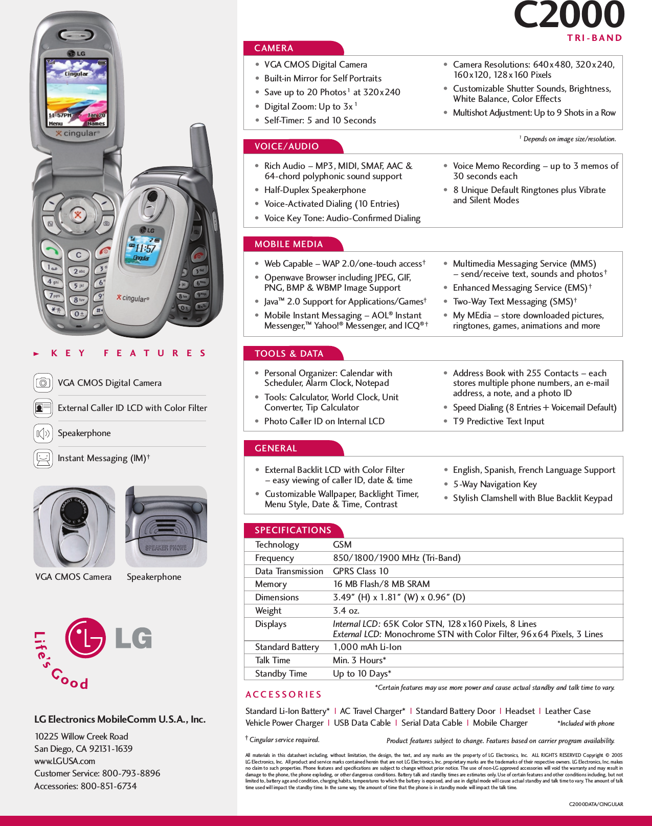 Page 2 of 2 - LG C2000 User Manual Data Sheet Datasheet
