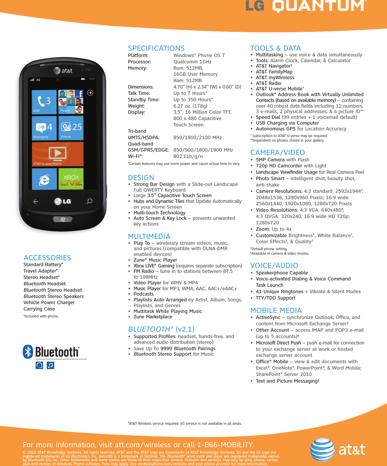 Page 2 of 2 - LG C900 User Manual Data Sheet Quantum Datasheet