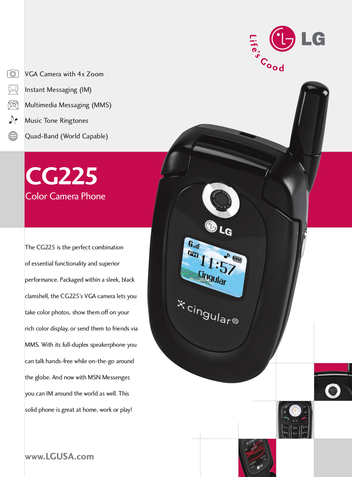 Page 1 of 2 - LG CG225 User Manual Data Sheet Datasheet