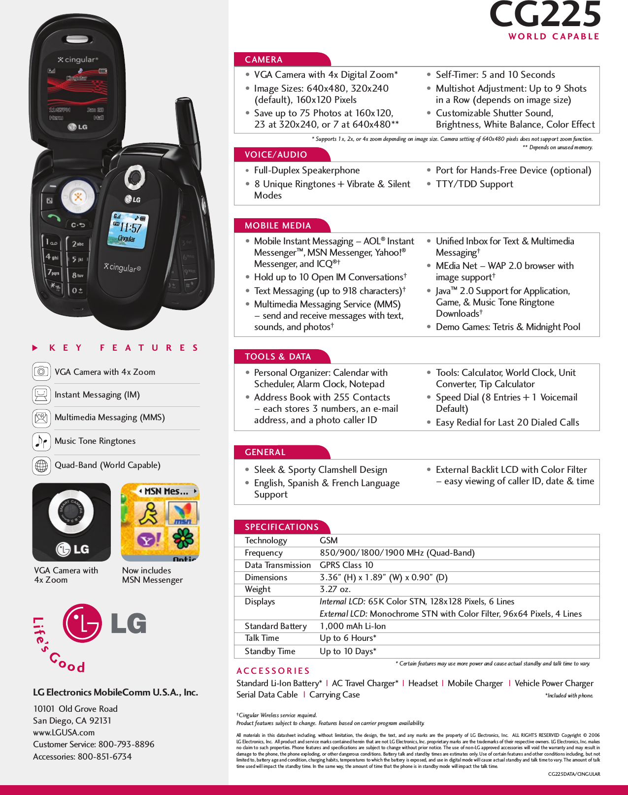 Page 2 of 2 - LG CG225 User Manual Data Sheet Datasheet