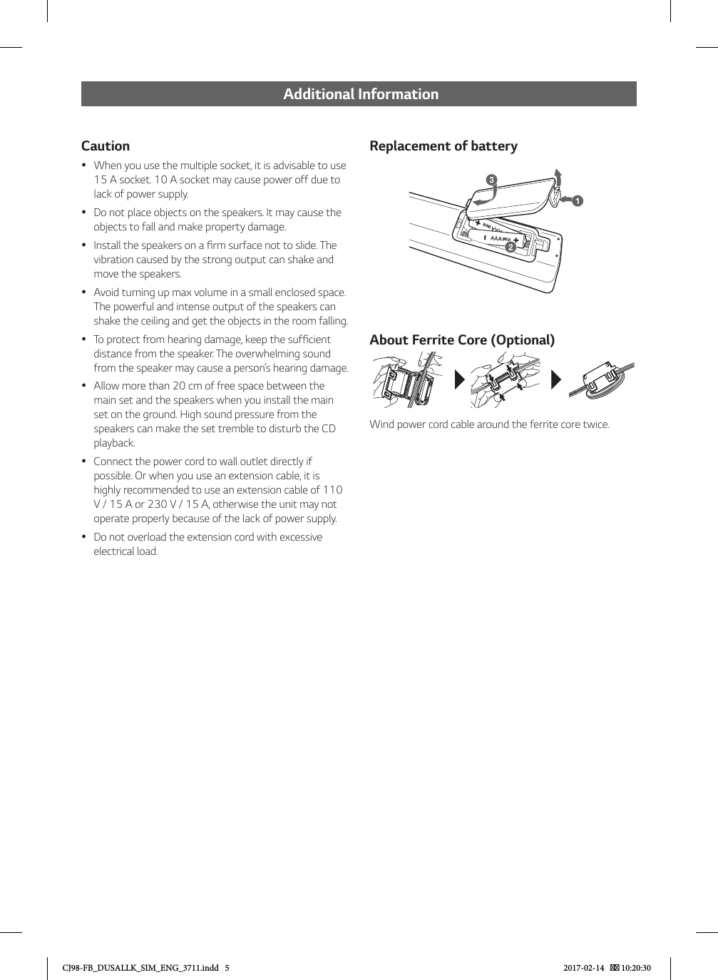 Page 5 of 6 - LG CJ98 User Manual Guide CJ98-FB DUSALLK SIM ENG 3711